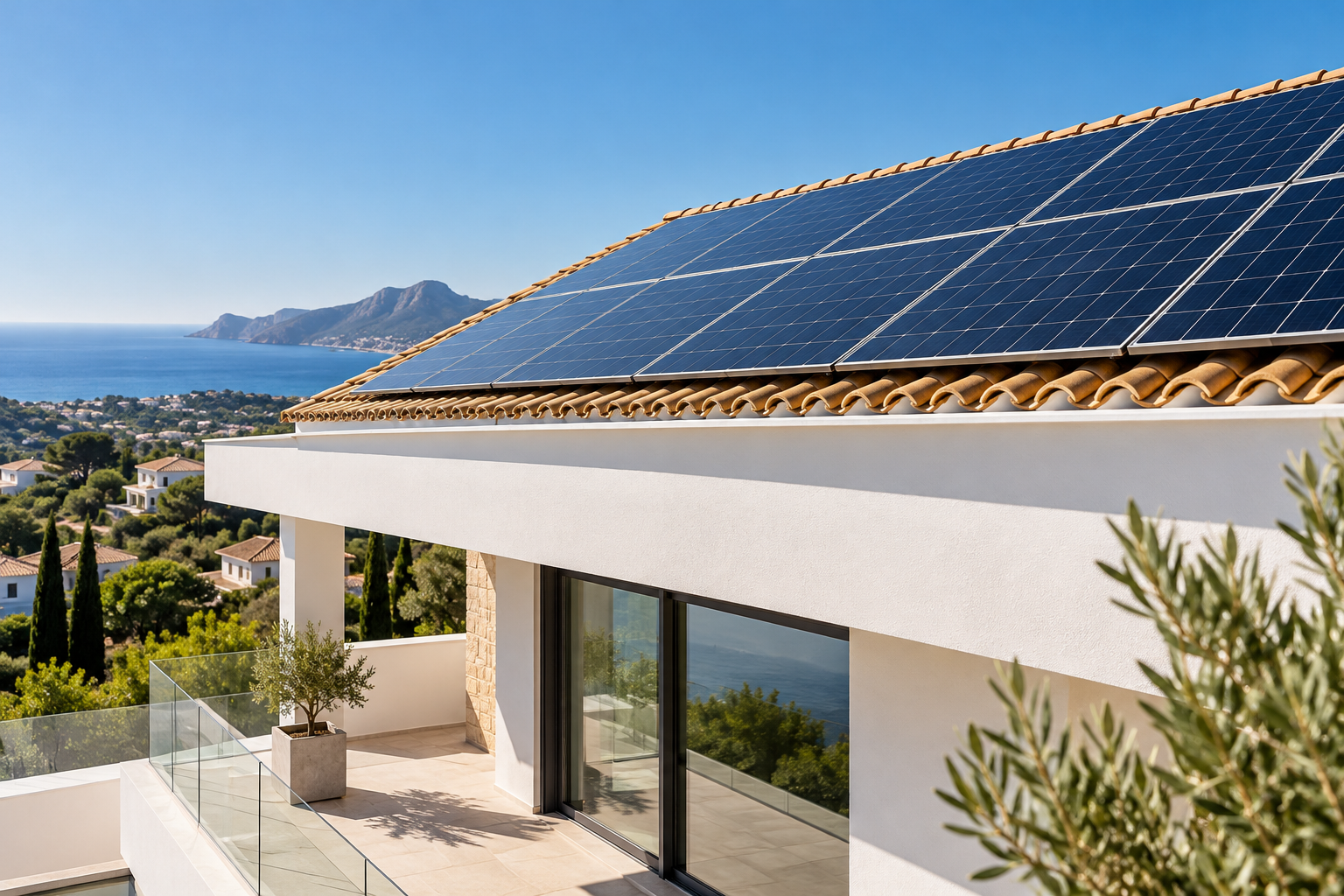 Paneles fotovoltaicos integrados en la cubierta de una vivienda